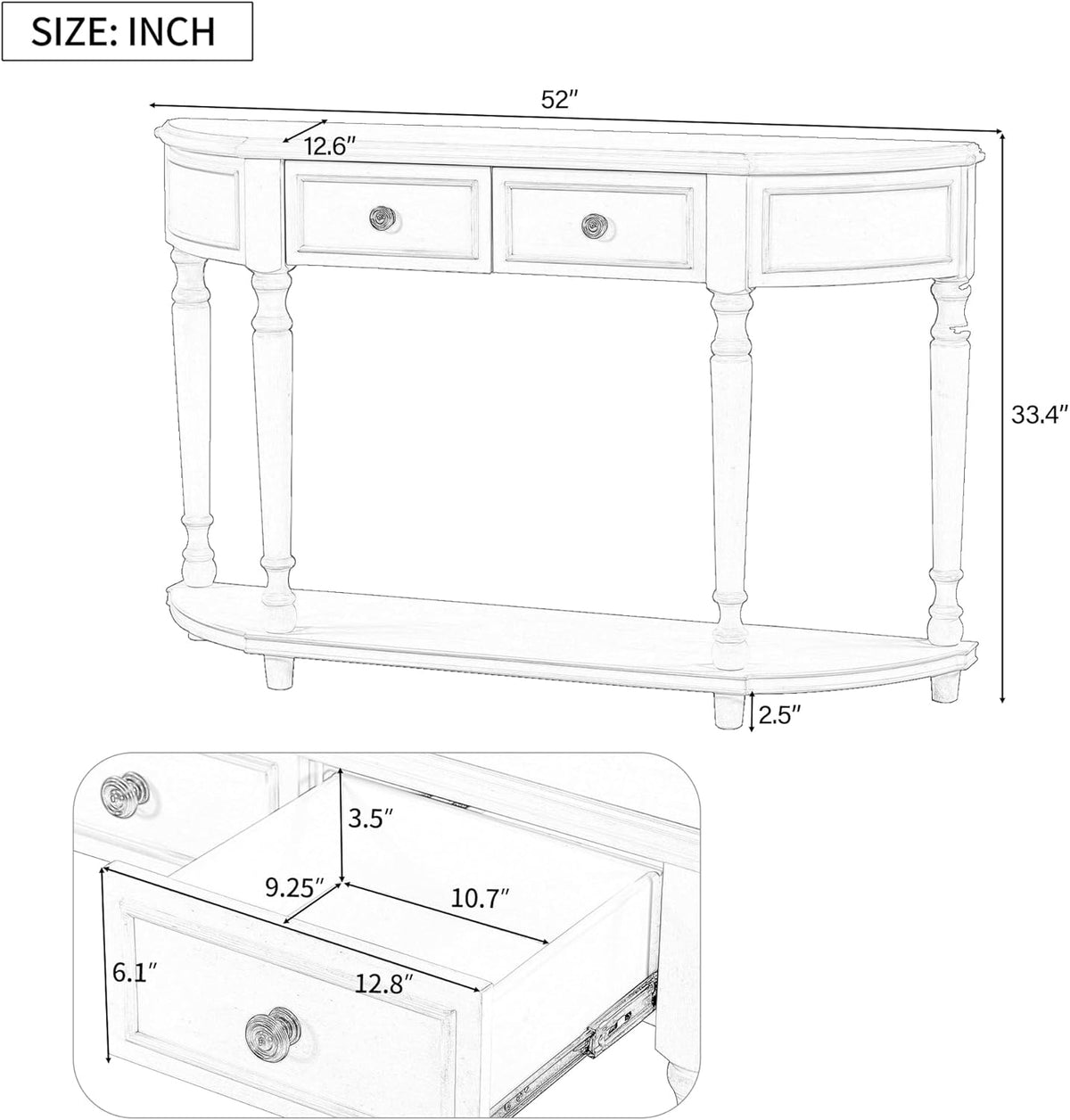 White Solid Wood Storage Cabinet with 2 Drawers and Open Shelf U453091