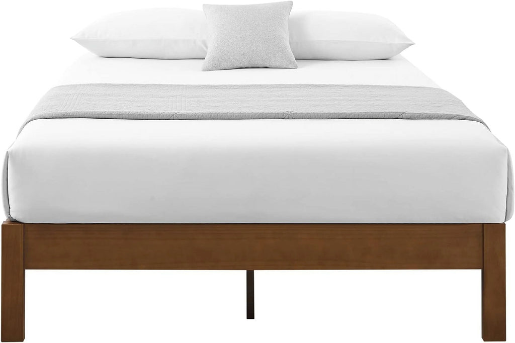 Queen Antique Espresso Wood Platform Bed Frame S580537