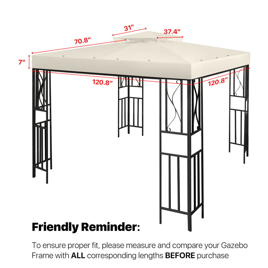 10 x 10 Feet Gazebo Canopy Top Replacement Cover with Plain Edge Polyester Z259762