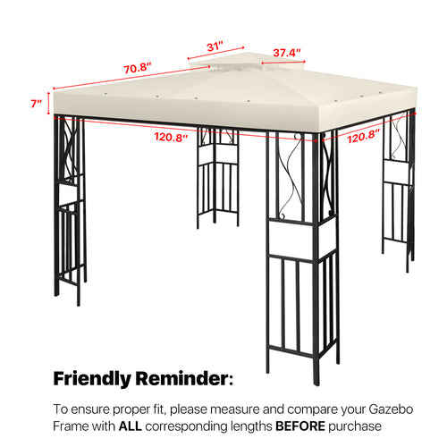 10 x 10 Feet Gazebo Canopy Top Replacement Cover with Plain Edge Polyester Z259762