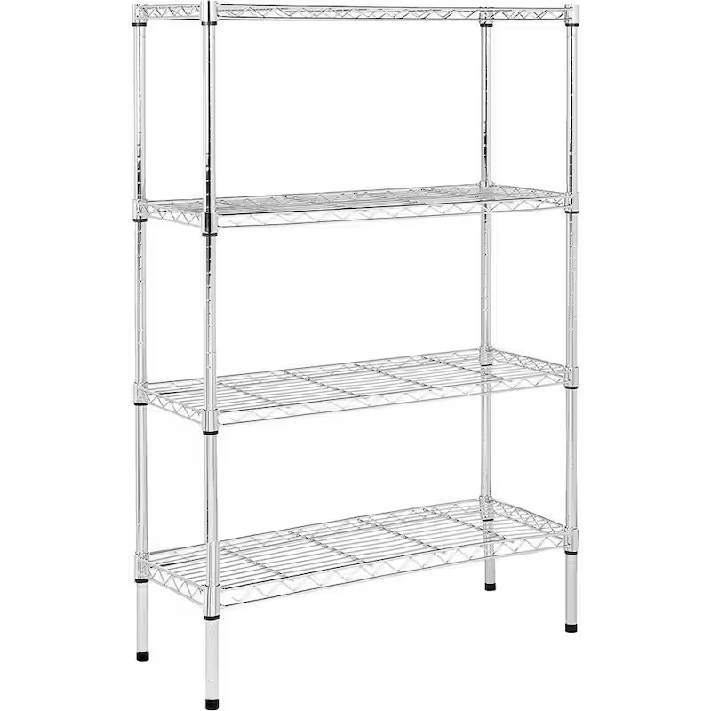 4-Tier Steel Wire Shelving Unit in Chrome D825326