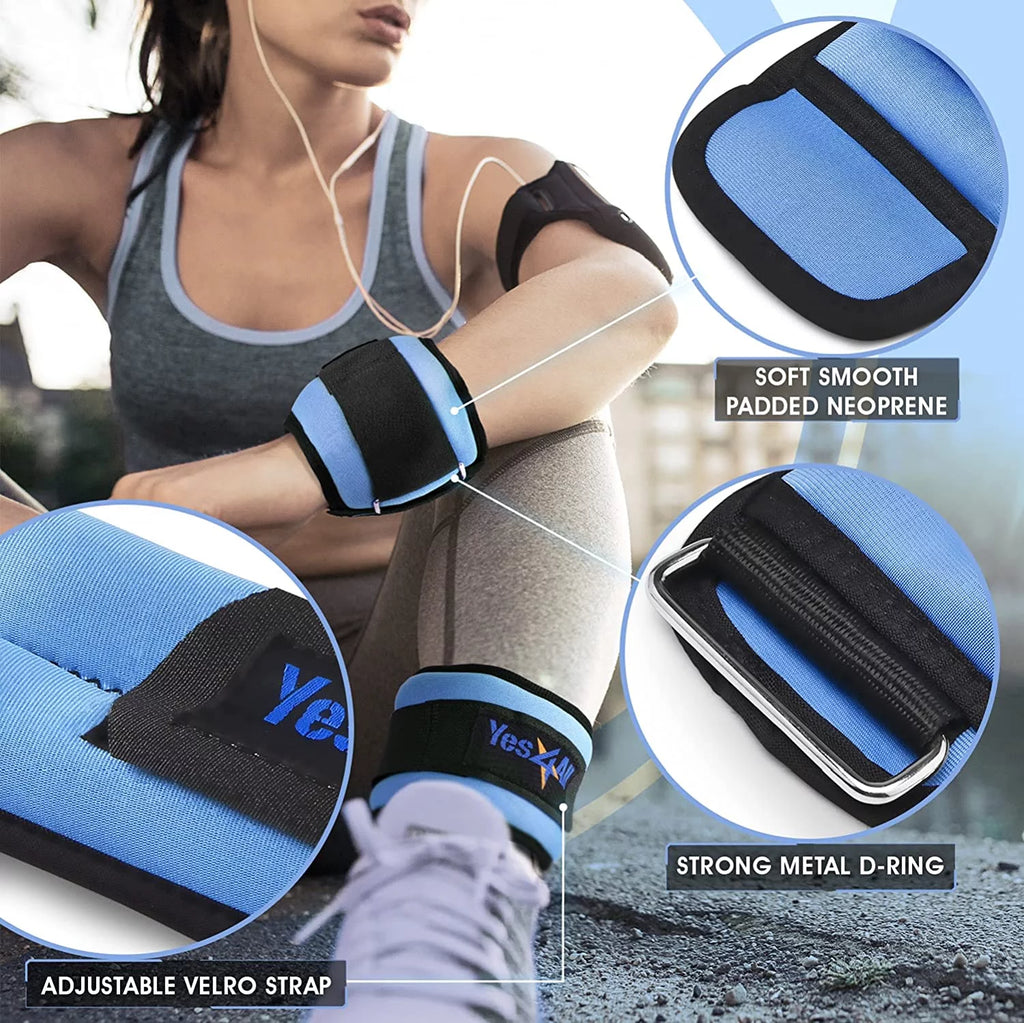 1 lbs Neoprene Ankle Wrist Weight, Beige, Pair I878