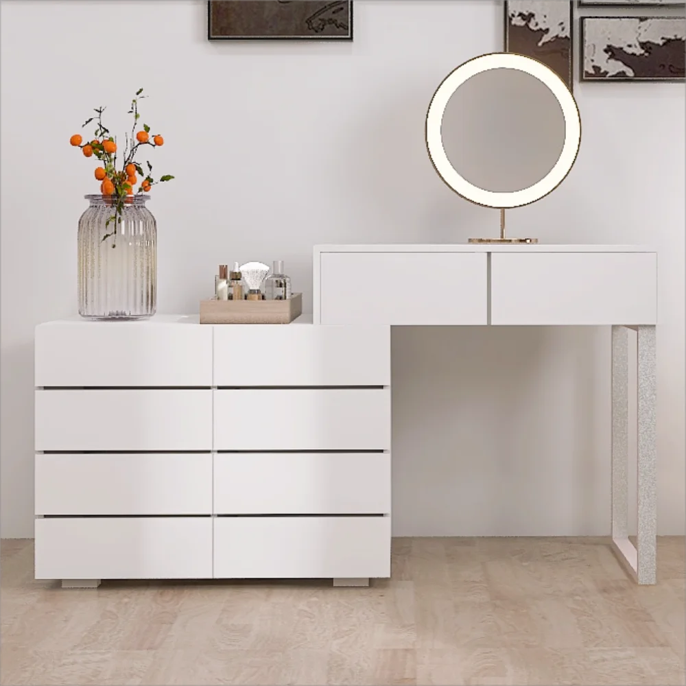 White 6 Drawer Rustic Wood Dresser C5280
