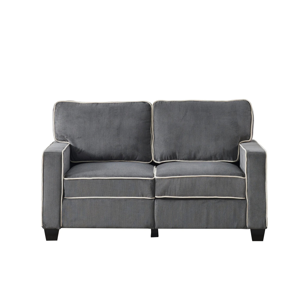 Dark Grey Corduroy Sofa Loveseat with Storage S7141