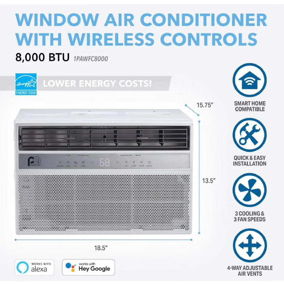8000 BTU WIFI Window Air Conditioner J904827