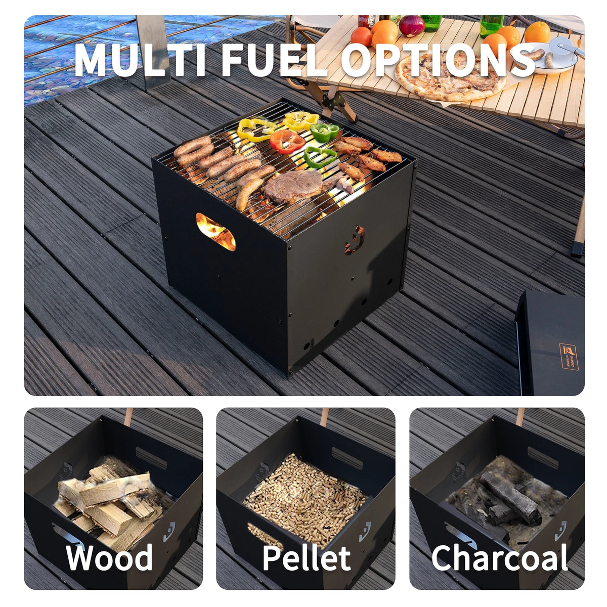 4 in 1 Wood Fired Outdoor Pizza Oven with Pizza Stone V11352