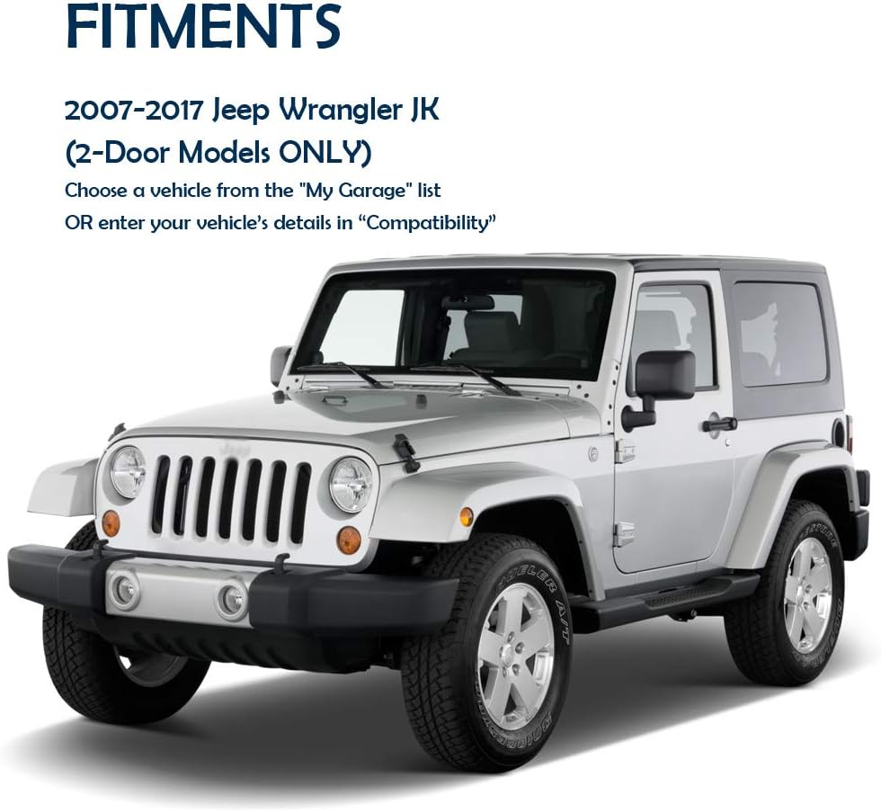 Matte Black 2pcs Side Steps for Jeep Wrangler JK 2-Door W474