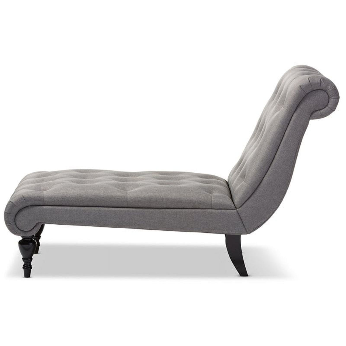 Tufted Chaise Lounge in Gray and Black P38380