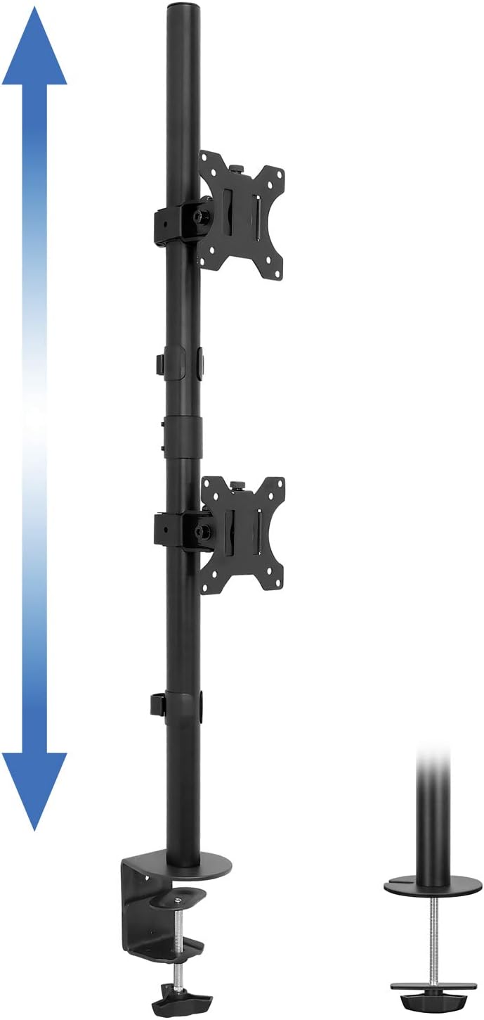 Vertical Dual Monitor Mount, Stacked Desk Stand, Fits 19-32 Inches, VESA 75 100 Y82070