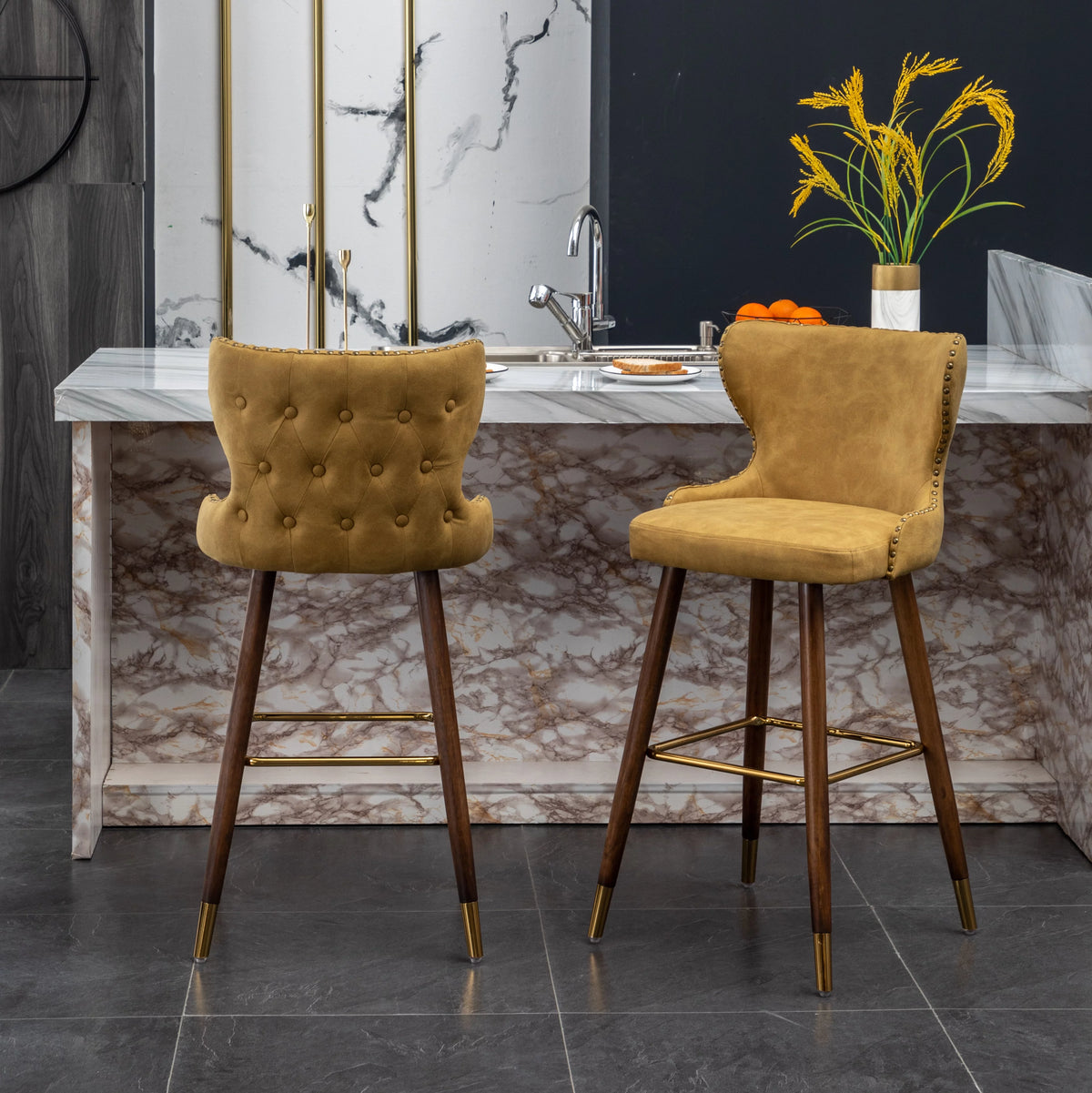 Yellow Set of 2 Bar Stool A937331
