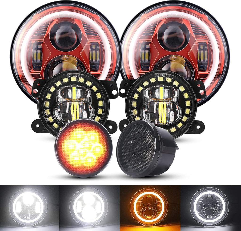 7'' LED Headlights, 4'' LED Fog Lights, Yellow LED Turn Signal Light H928305