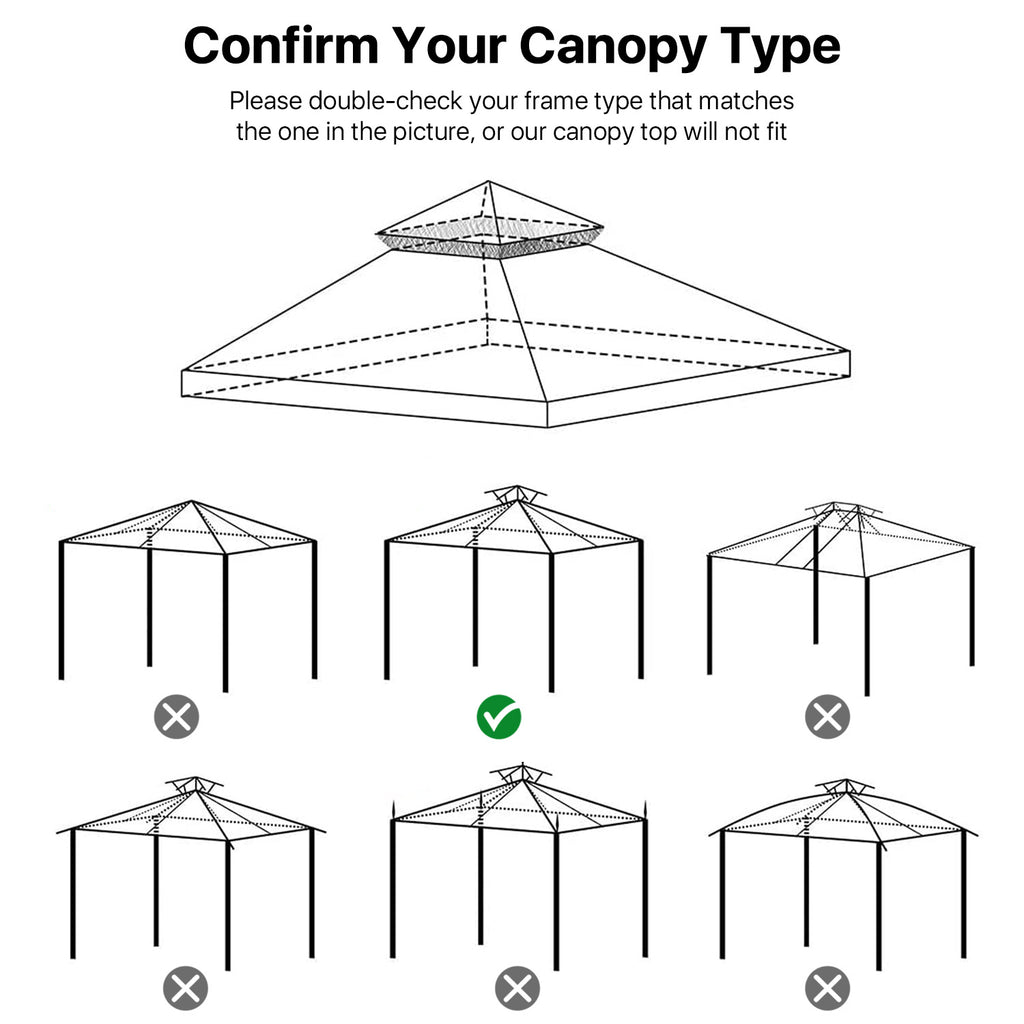 10 x 10 Feet Gazebo Canopy Top Replacement Cover with Plain Edge Polyester Z259762