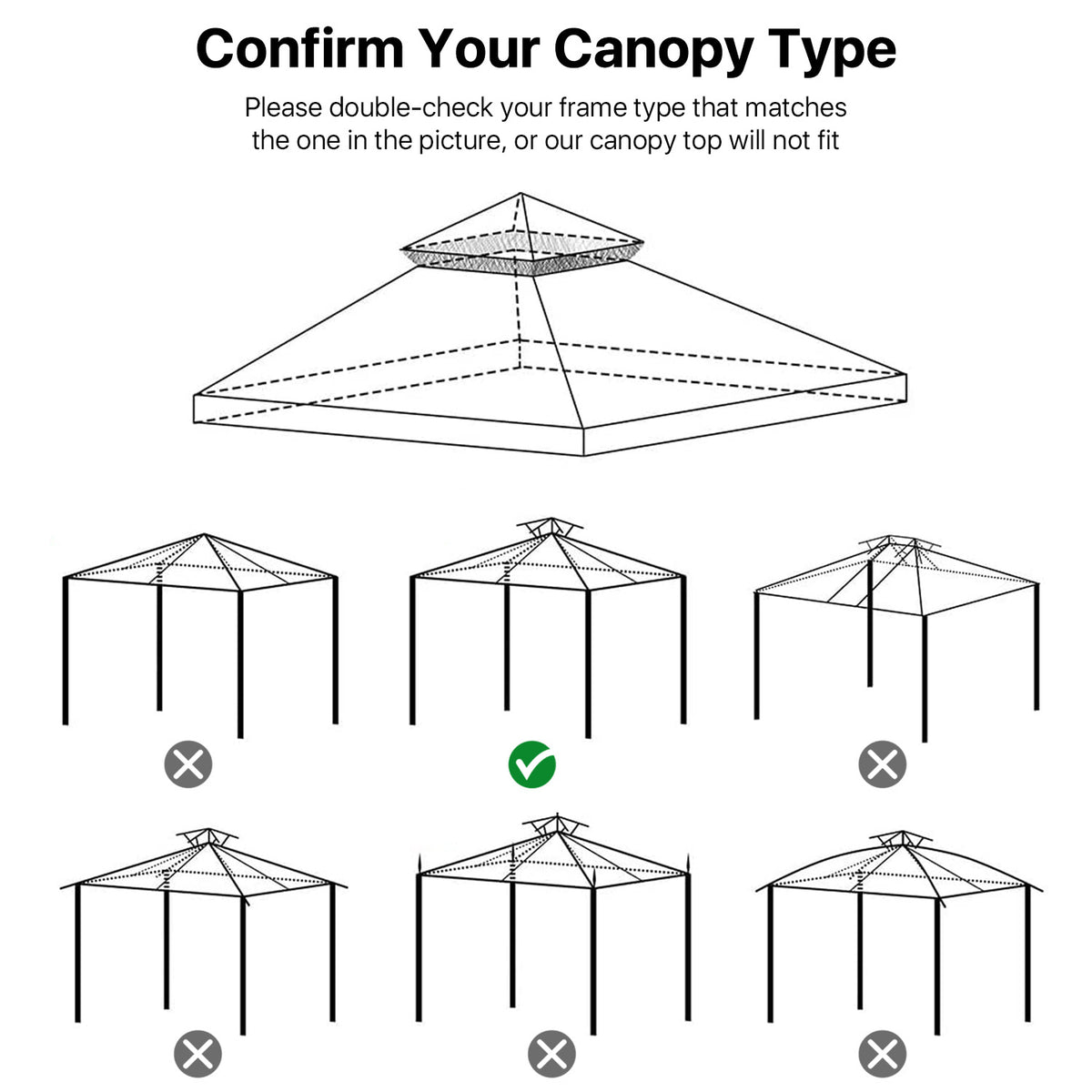 10 x 10 Feet Gazebo Canopy Top Replacement Cover with Plain Edge Polyester Z259762