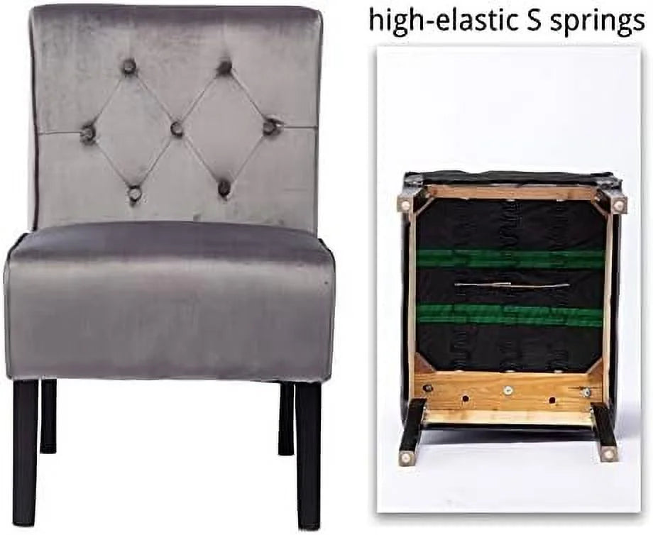 Grey Velvet Accent Chair E23677