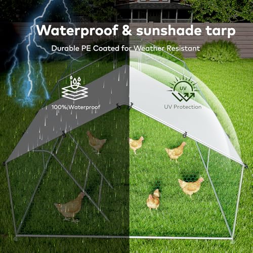 Large Metal Chicken Coop with Waterproof Cover M6942