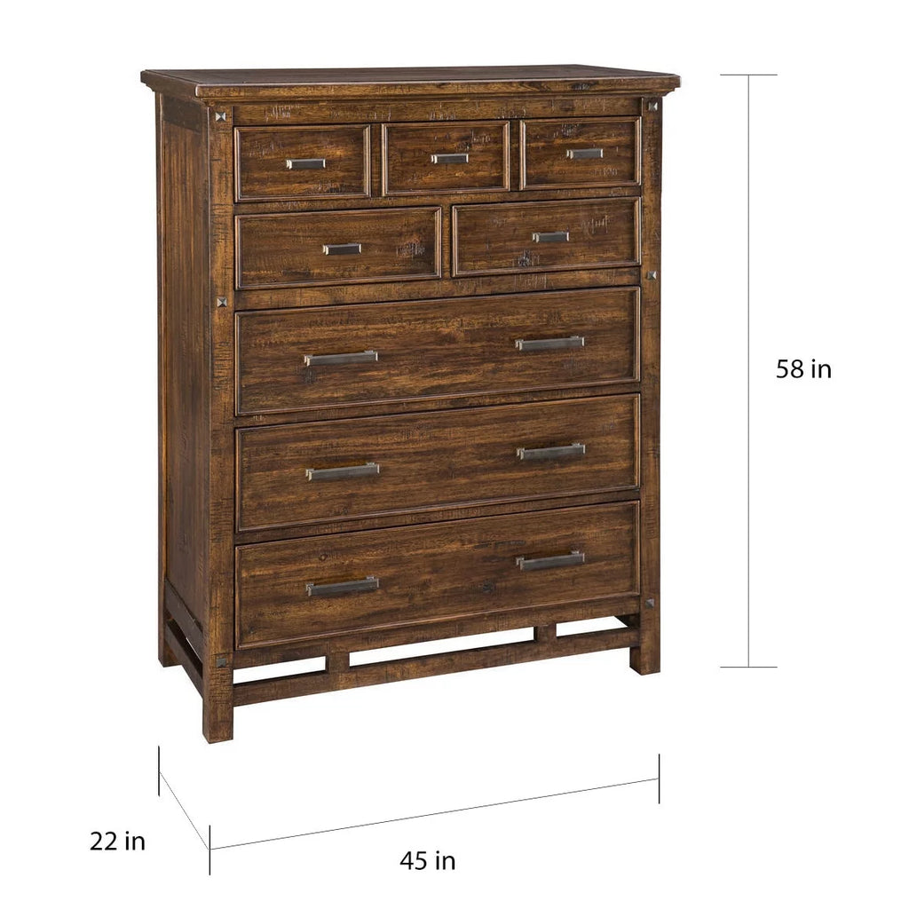 Brown 6-Drawer Wood Chest I872138
