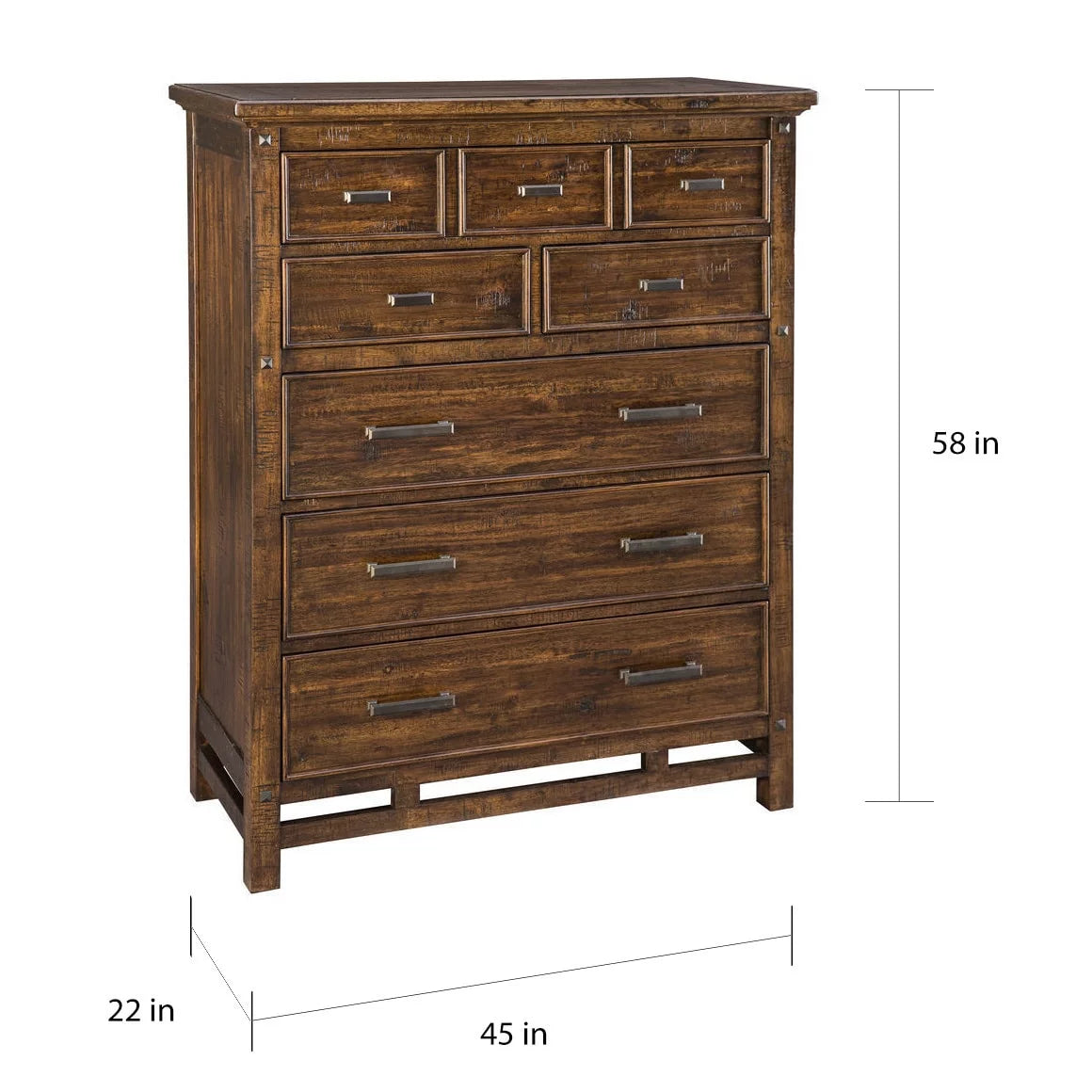 Brown 6-Drawer Wood Chest I872138