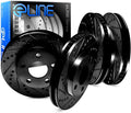 Front Rear Black Drilled and Slotted Brake Rotors Q334