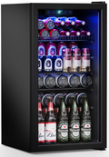 100 Can Beverage Refrigerator Cooler 2.47 Cu.ft Mini Fridge with Glass Door & Adjustable Shelves K403