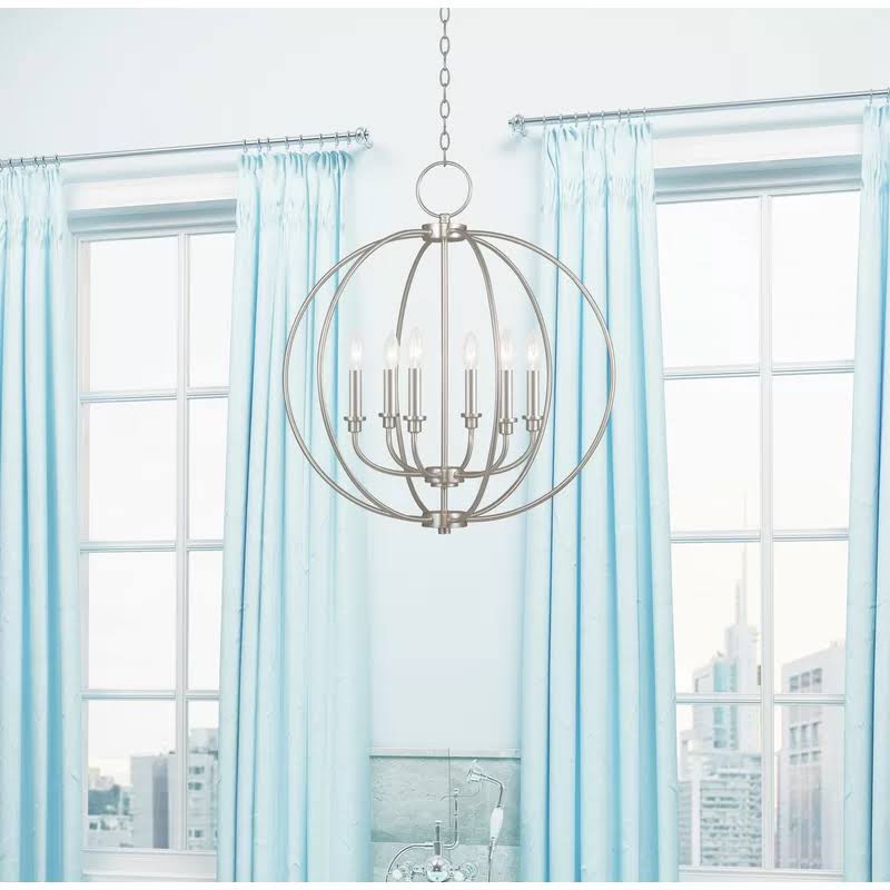6-Light Globe Chandelier Brushed Nickel Y6285