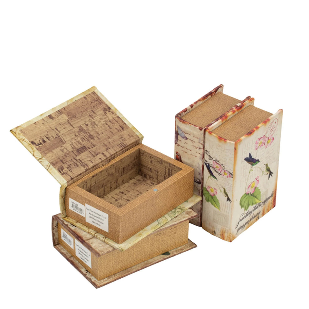Floral Book Boxes 5.5" Green and Blue 4ct B28671
