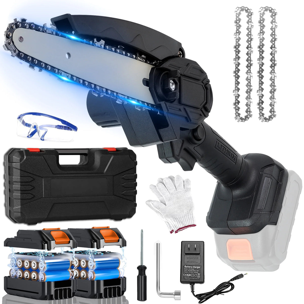 6 inch Cordless Mini Chainsaw with 2 Batteries S609177