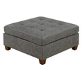 Antique Grey Tufted Leatherette Ottoman D91079