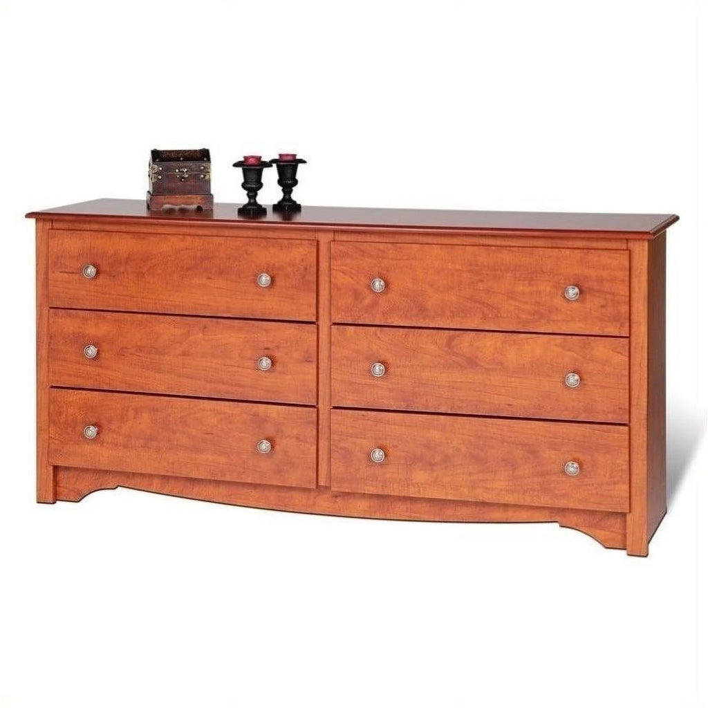 6 Drawer Double Dresser Cherry P4755