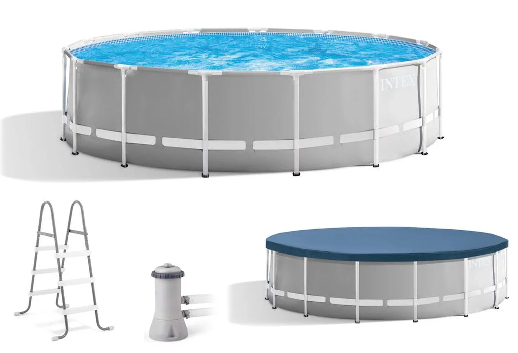 15 Foot x 42 Inch Prism Frame Above Ground Swimming Pool Set with Filter W434