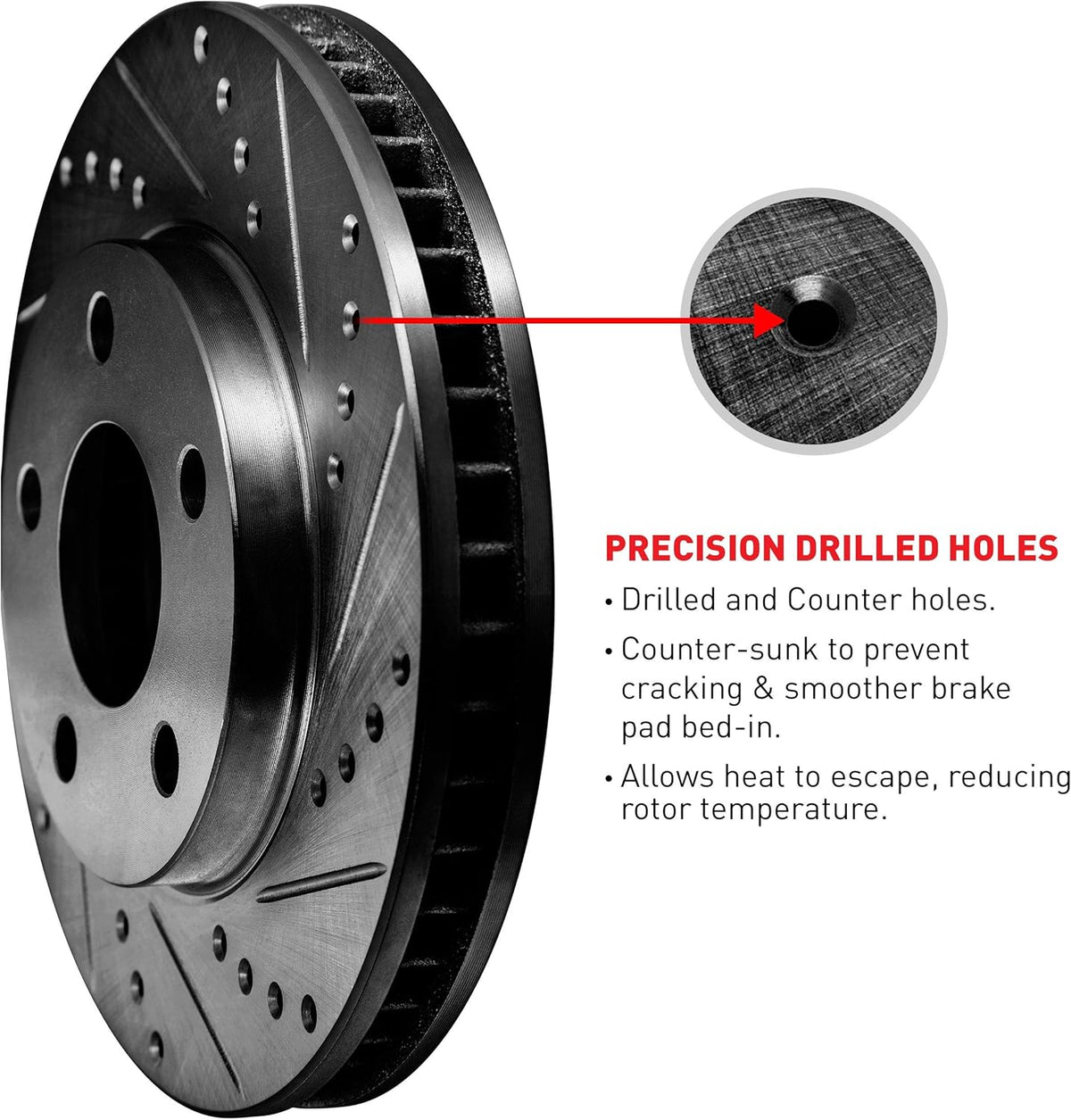 Front Rear Black Drilled and Slotted Brake Rotors Q334