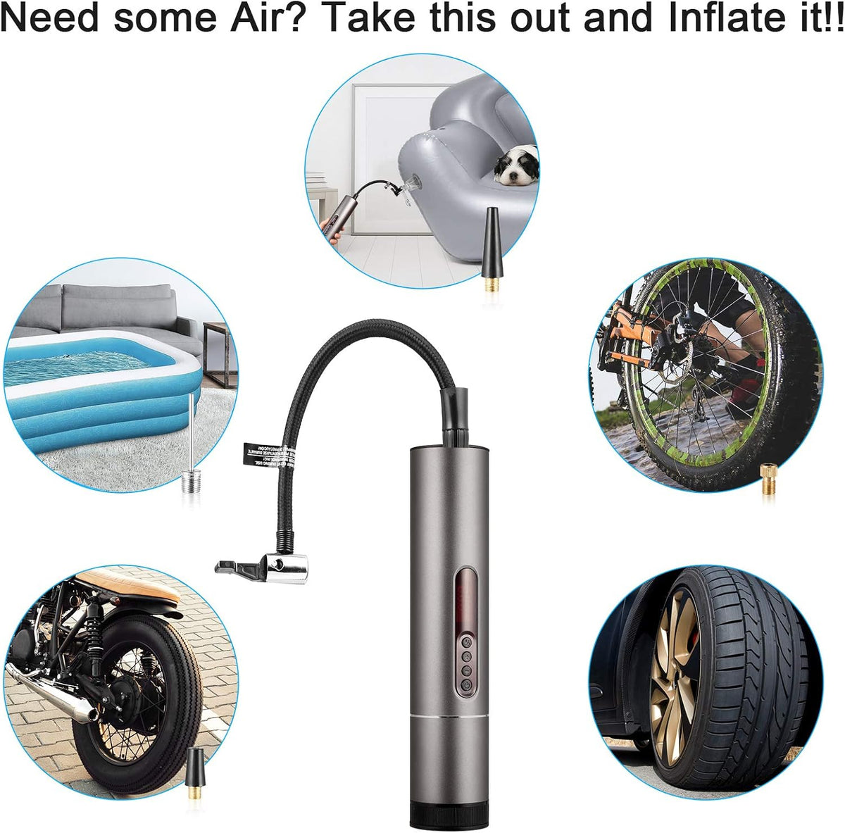 6600mAh Cordless Tire Inflator Air Compressor S3487