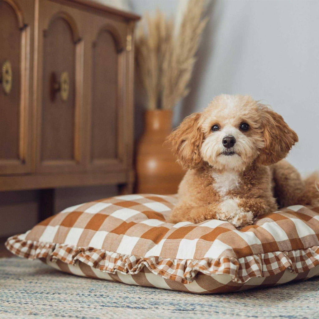 Brown Gingham Print Envelope Dog Bed W331