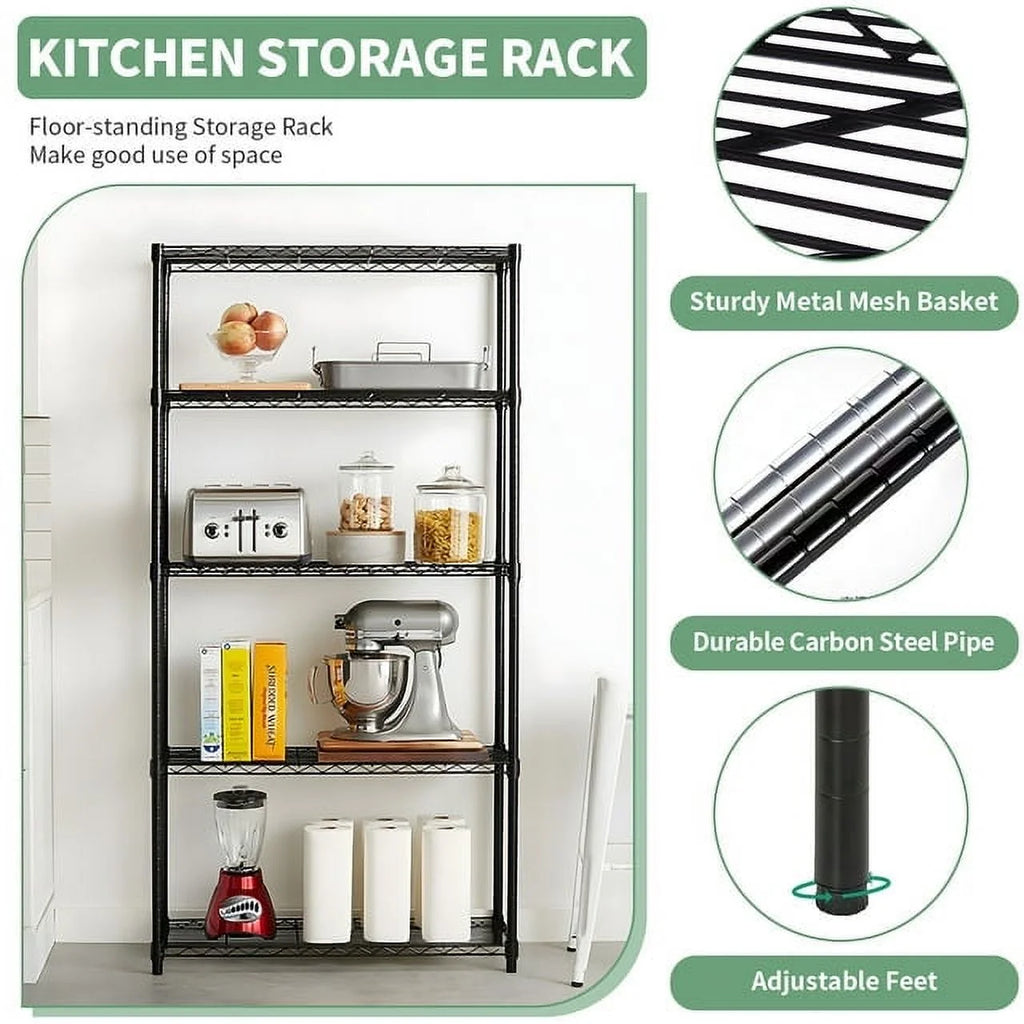5 Tier Metal Storage Shelving Unit 35 x 14 x 70" Q615