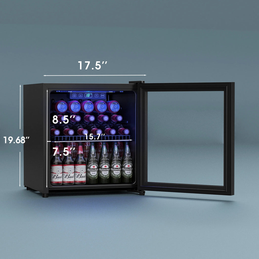 100 Can Beverage Refrigerator Cooler 2.47 Cu.ft Mini Fridge with Glass Door & Adjustable Shelves K403
