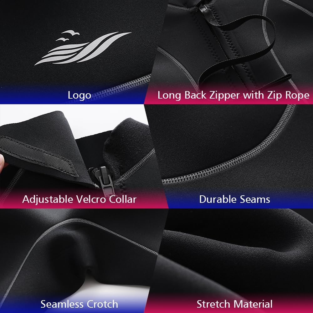 3mm Shorty Full Wetsuit Neoprene Dive Skin Front Back Zip Scuba Diving Suit X1256
