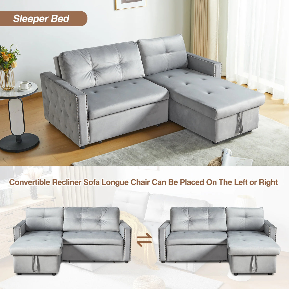King Size L Shaped Sofa Bed with Storage J8732
