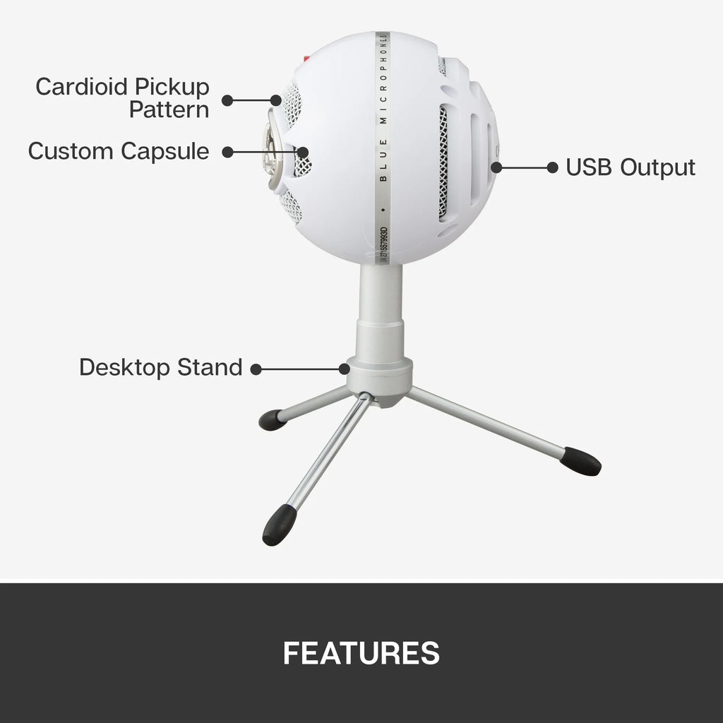 White USB Cardioid Condenser Microphone with Adjustable Desktop Stand V14040