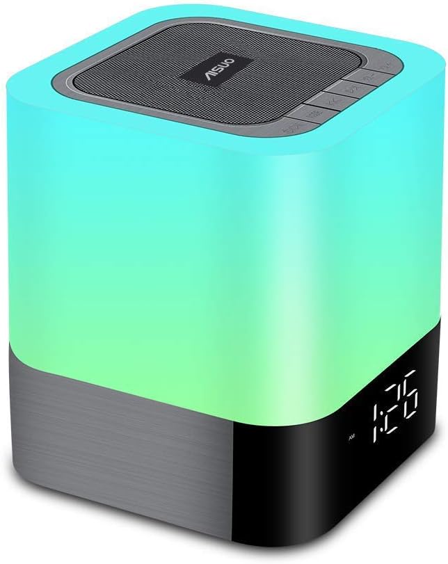5 in 1 Bedside Lamp with Bluetooth Speaker, Digital Calendar Alarm Clock, Touch Control, Music Player X14318