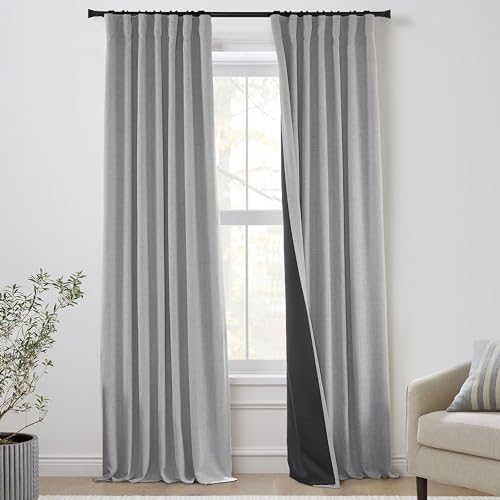 Seafoam Sea Green Grey 96in Long Linen Blackout Curtains 2 Panels O21919