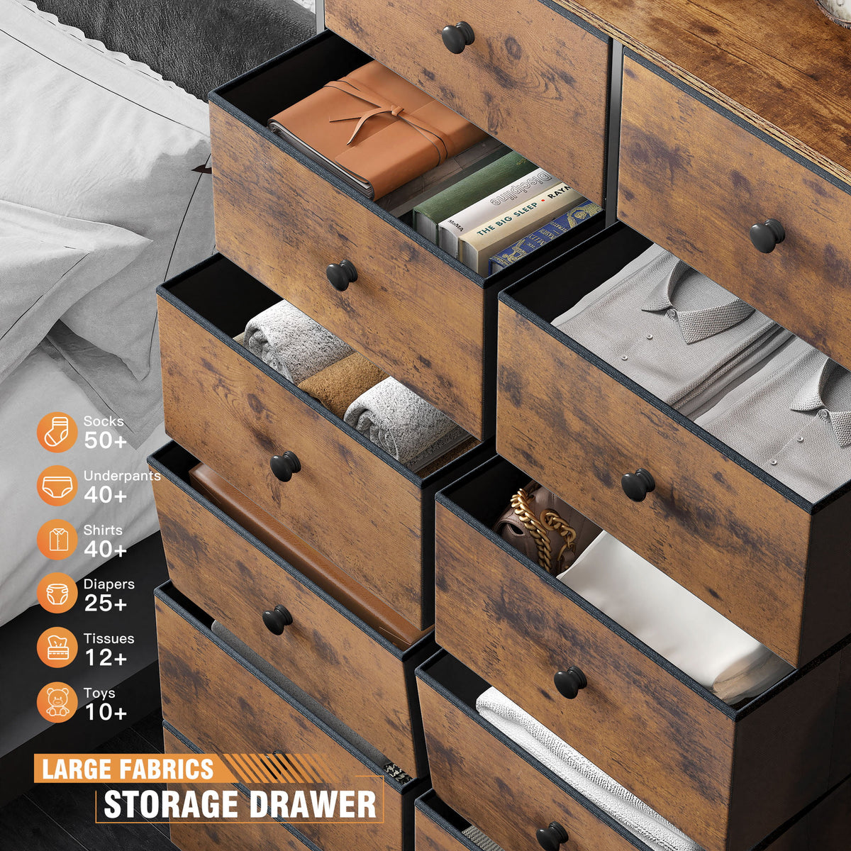 Set of 2 12 Drawer Fabric Dresser B999
