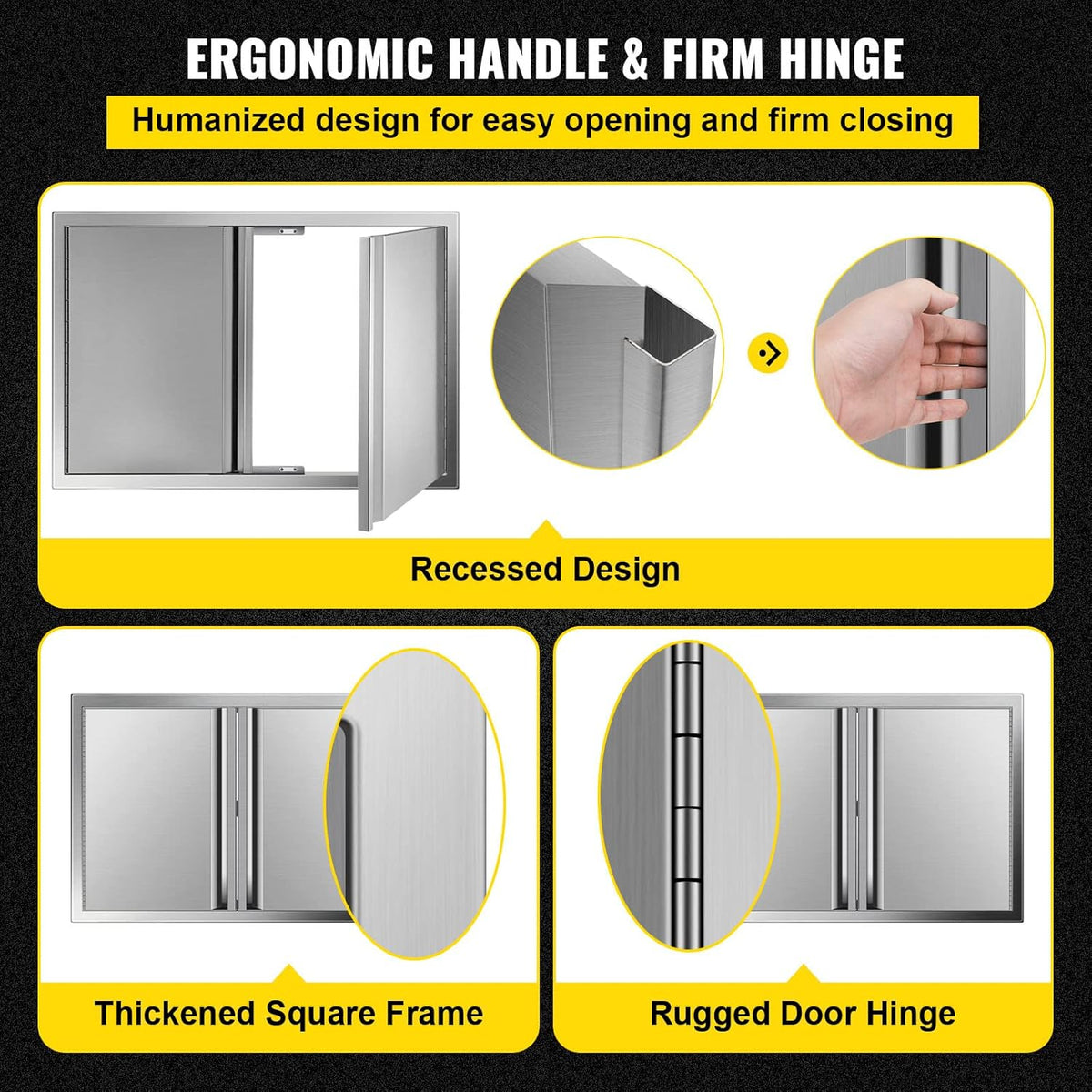 Stainless Steel Double BBQ Access Door with Recessed Handle Q77508