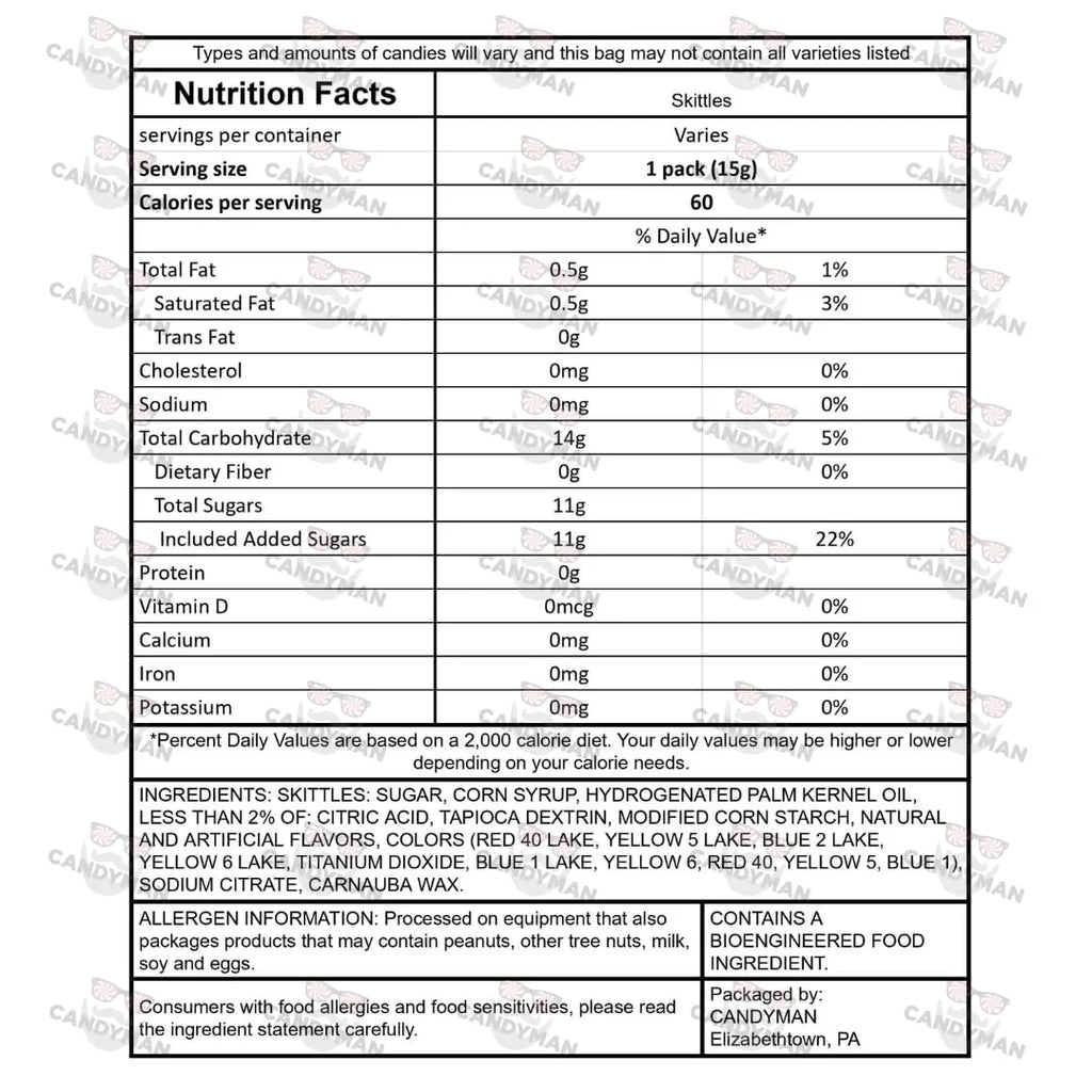 Skittles Candy Bulk Individually Wrapped Fun Size H5790
