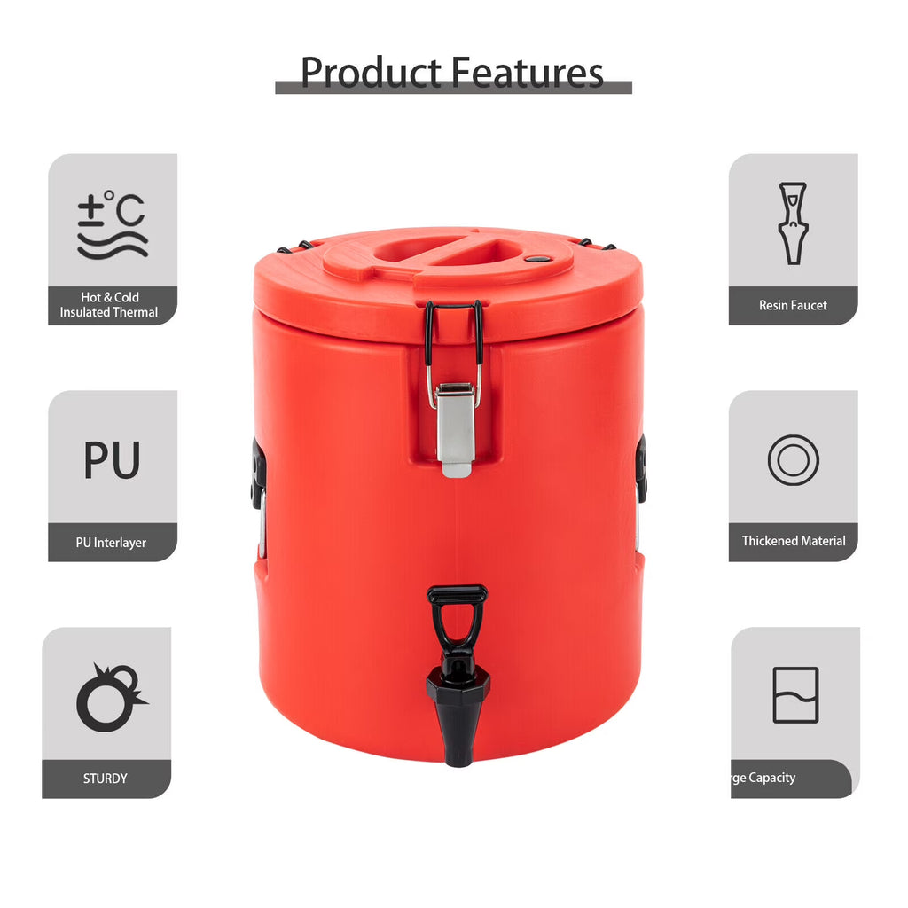 15L Round Stainless Steel Insulated Beverage Dispenser with Lid Q460706