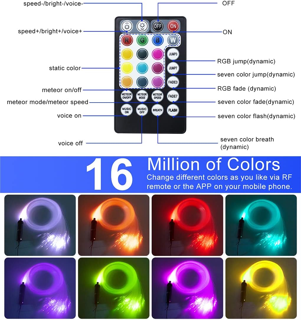 Bluetooth 6W RGBW LED Fiber Optic Star Ceiling Light Kit M815568