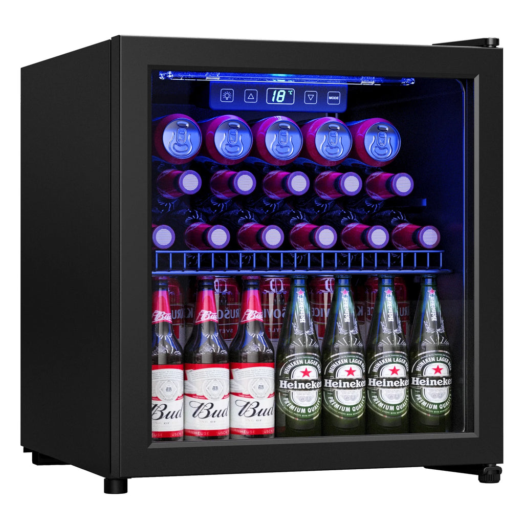 100 Can Beverage Refrigerator Cooler 2.47 Cu.ft Mini Fridge with Glass Door & Adjustable Shelves K403