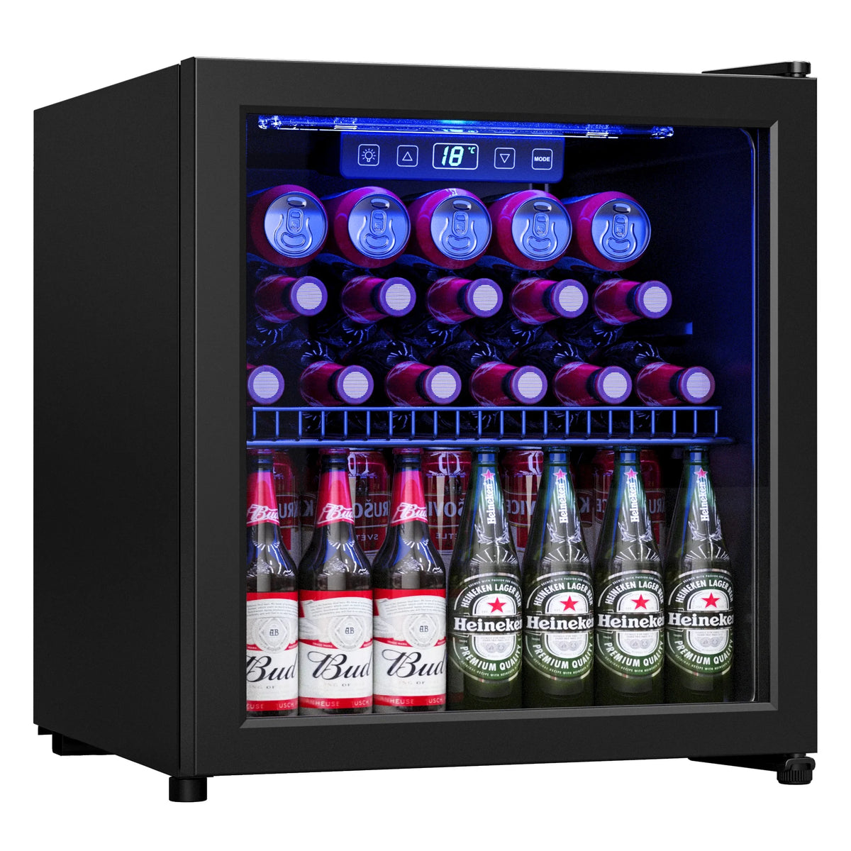100 Can Beverage Refrigerator Cooler 2.47 Cu.ft Mini Fridge with Glass Door & Adjustable Shelves K403