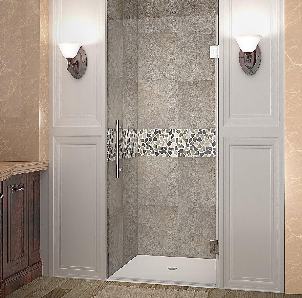 24 x 72 Frameless Hinged Shower Door, Brushed Stainless Steel J4405