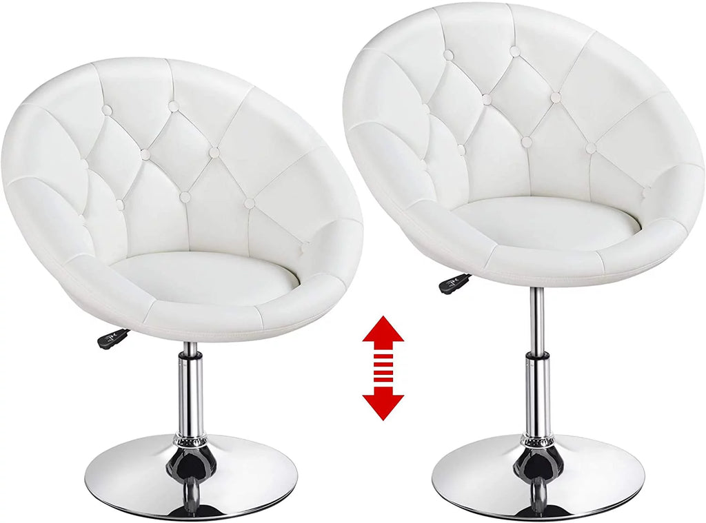 White Tufted Height Adjustable Swivel Accent Chair C58706