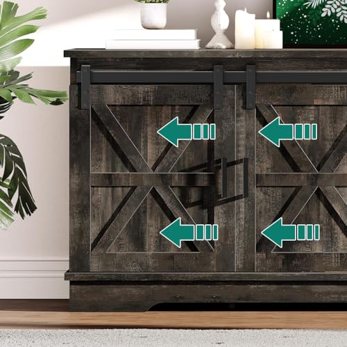 65 Inch TV Stand with Storage Cabinets and Sliding Barn Doors M126588