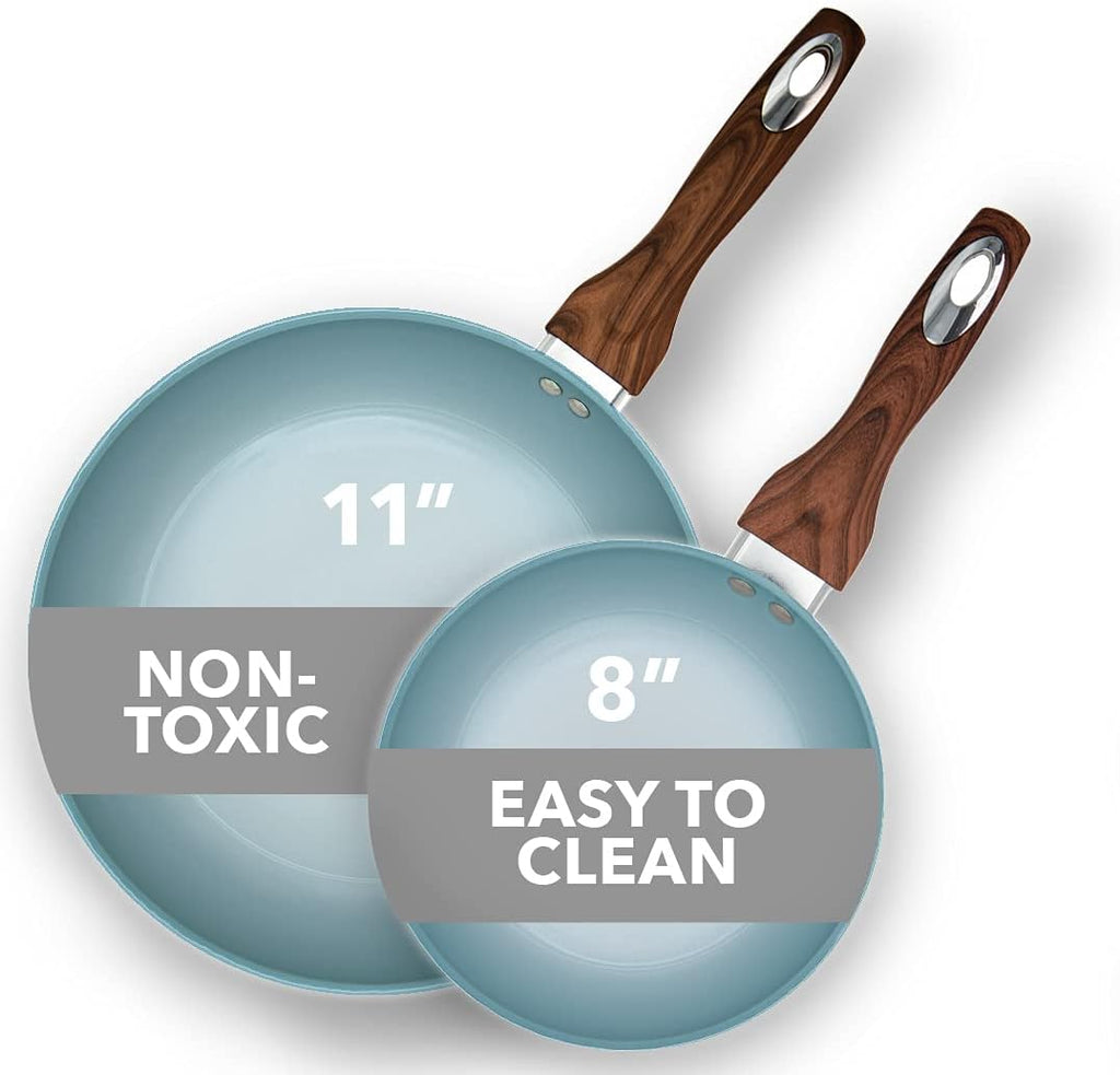 8 & 11 Inch Nonstick Ceramic Frying Pan Set, 2 Piece, Yellow L857959